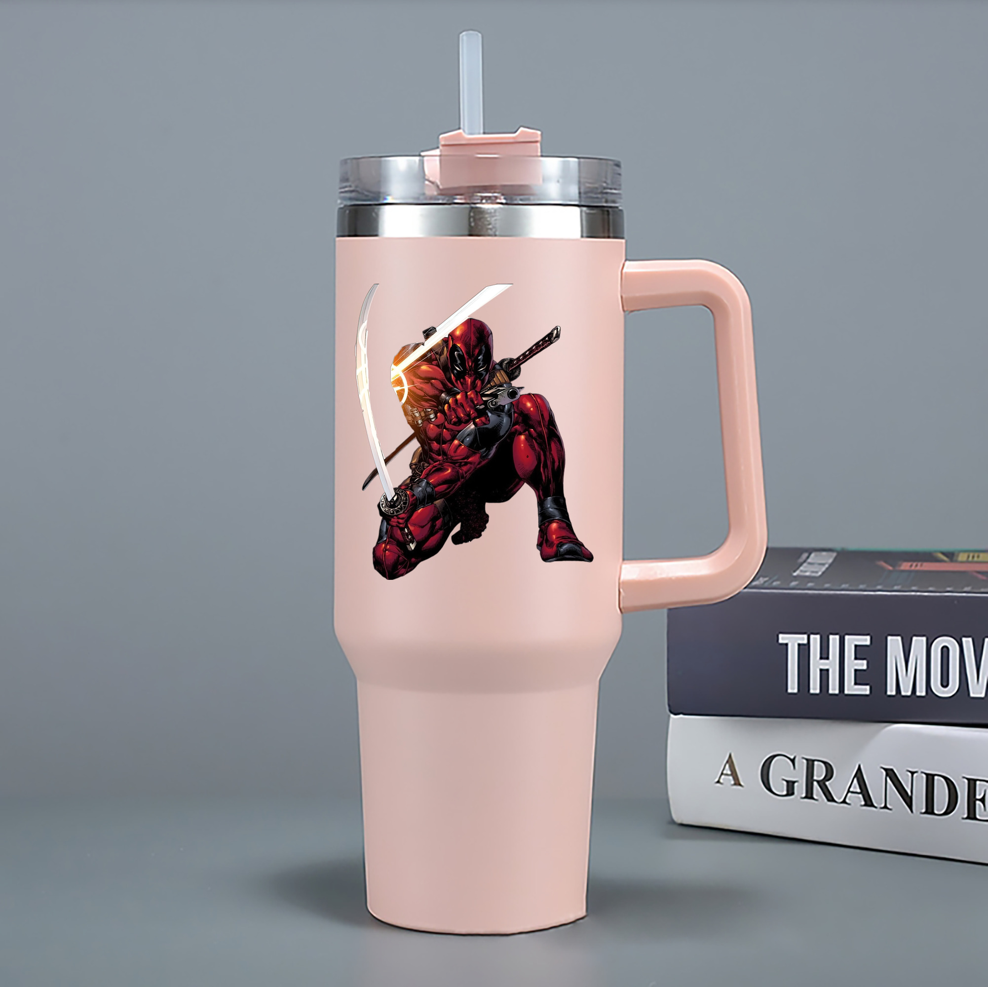 （画像用） Deadpool デッドプール 1200mL車用タンブラー - クリスタルステッカー（プラスチックストロー付き）